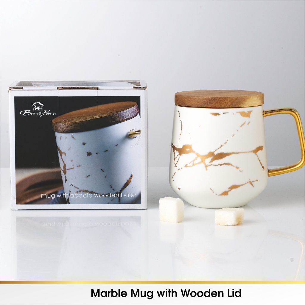 Gelas Marble Mug Cangkir European British Style Mewah Cantik Kopi Teh Keramik Lengkap Tutup Kado