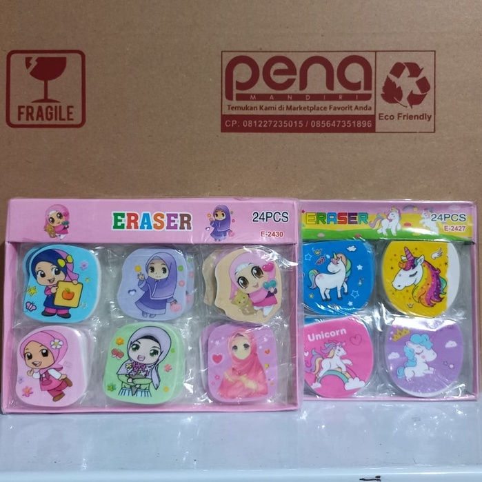 Random Ecer Penghapus Pensil Karaker - Penghapus Bulat Karakter (1pcs)