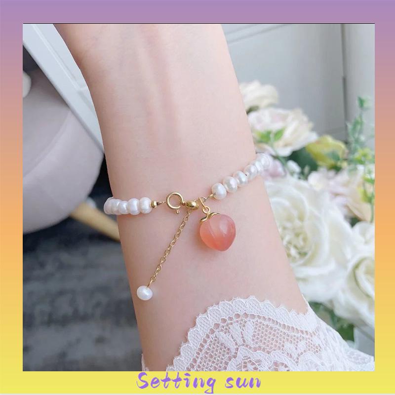 Gelang Mutiara Persik Pelajar Wanita Niche Design Sisters Couple Best Friends Gelang TN