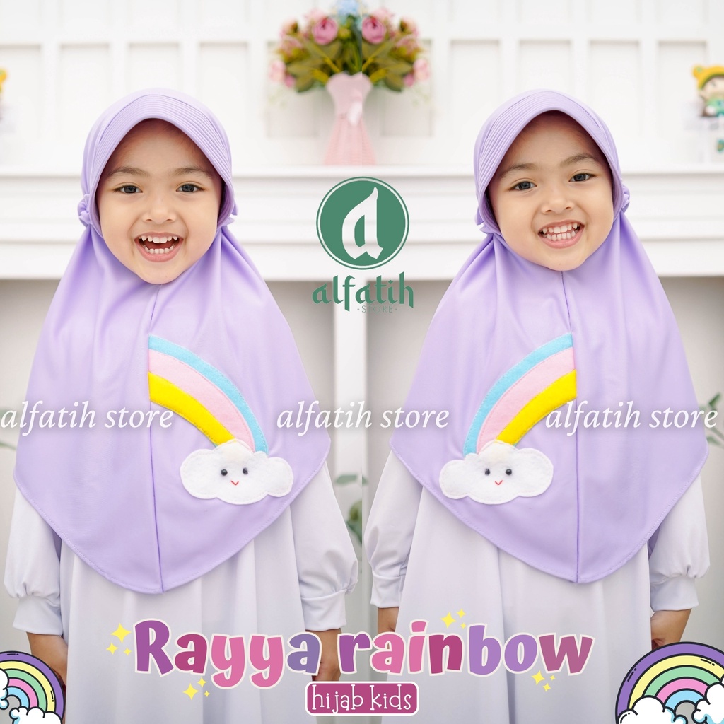 ALFATIH STORE / Jilbab Anak TK RAYYA RAINBOW Ped TALI Belakang / Jilbab Anak Murah ianah