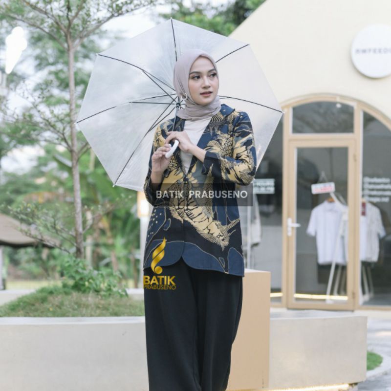 BLAZER MOTIF LORENZA Model Wanita Hijab Muslimah Modern Terbaru Batik Wanita Prabuseno Original Outfit Ngantor Cantik Elegan Modis Trendy Kekinian Adem Nyaman Premium Baju Pakaian Atasan Cewek Perempuan Gadis Dewasa OOTD Seragam Kerja Katun Printing