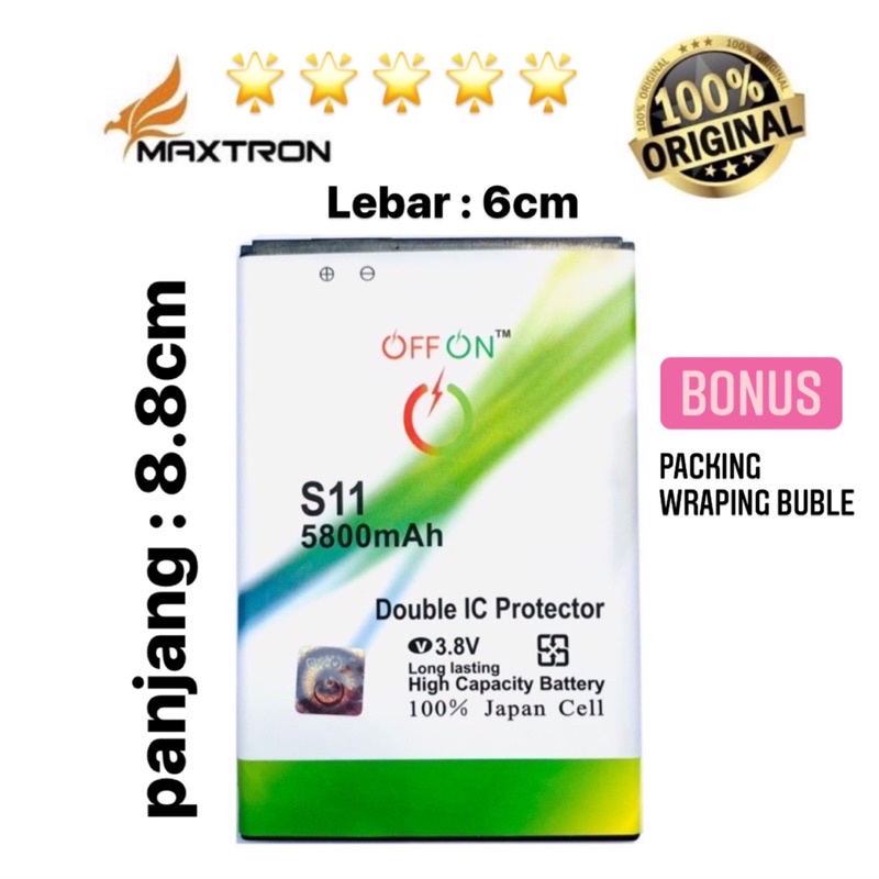 Baterai Maxtron S11 / S9 / S8 2020 Double Power Offon Maxtron Batre S11 S8 2020