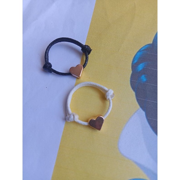 Cincin Tali Korea Cincin Tali Love Gold Cincin Hitam Putih
