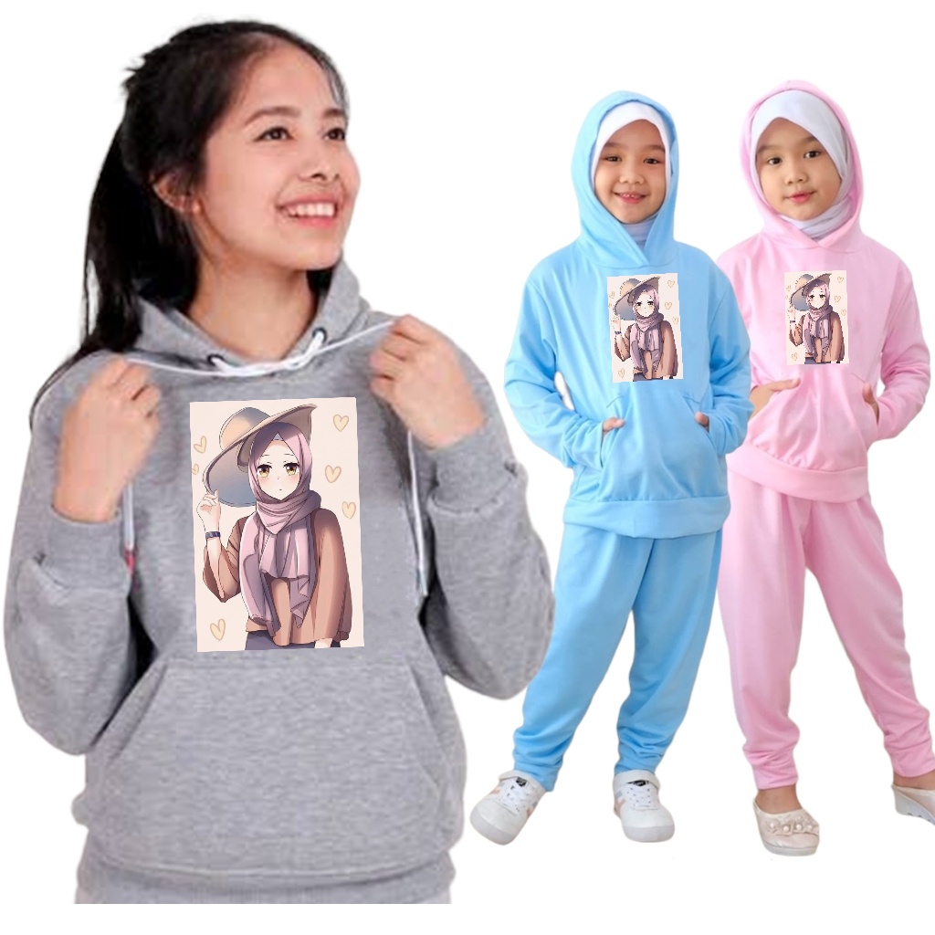 YVF - SWEATAER HOODIE SETELAN ANAK MOTIF HIJAB 13