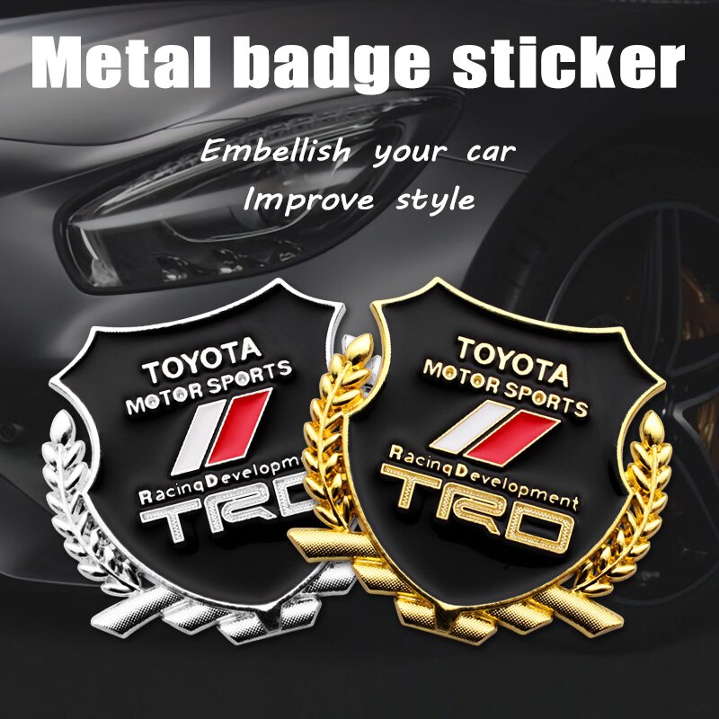 2pcs Stiker Emblem / Badge Metal 3D Untuk Dekorasi Mobil Toyota TRD Rush Vios Yaris RAV4 Etion Fortuner