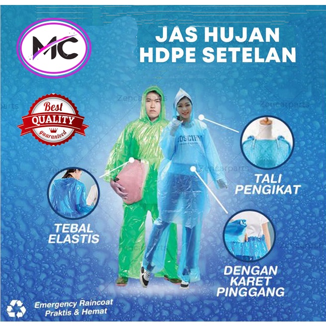 Jas Hujan Plastik Tebal Setelan Baju Celana dan Ponco Murah Raincoat Kualitas Bambu Travel Ringan Dewasa Laki Perempuan