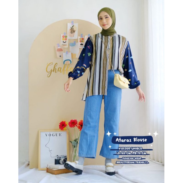Ataraz blouse motif 2in1 viscose by ghaffa the label