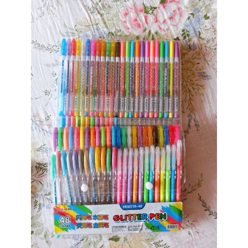 

gelpen zuixua neon glitter pen 48 colour warna
