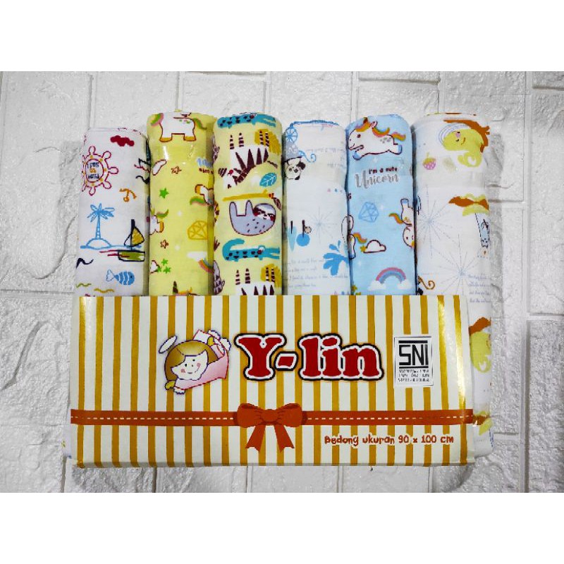 Y-Lin Bedong Bayi Bahan Katun Halus Lembut Motif Warna SNI 90 x 100 cm