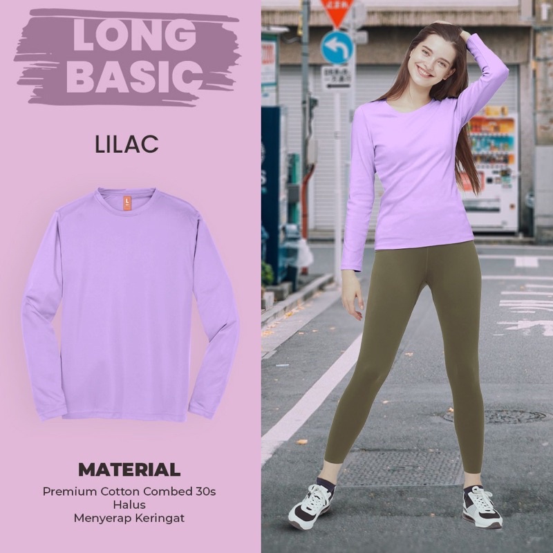 KAOS POLOS COTTON COMBED 30S LENGAN PANJANG-LILAC (PJG)