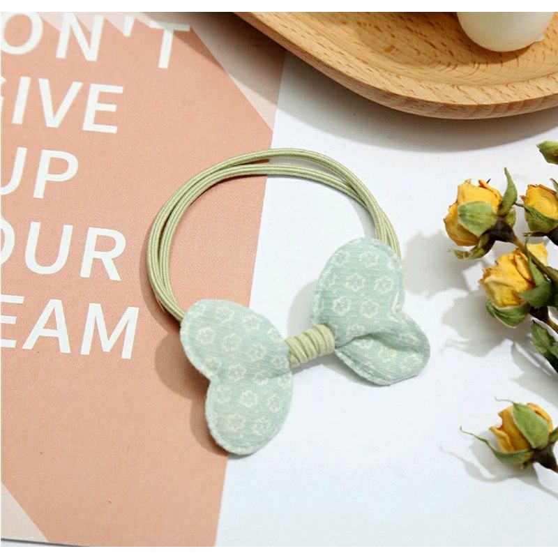 Ikat rambut elastis wanita pita / karet rambut anak / kunciran rambut bunga / iket rambut import kor