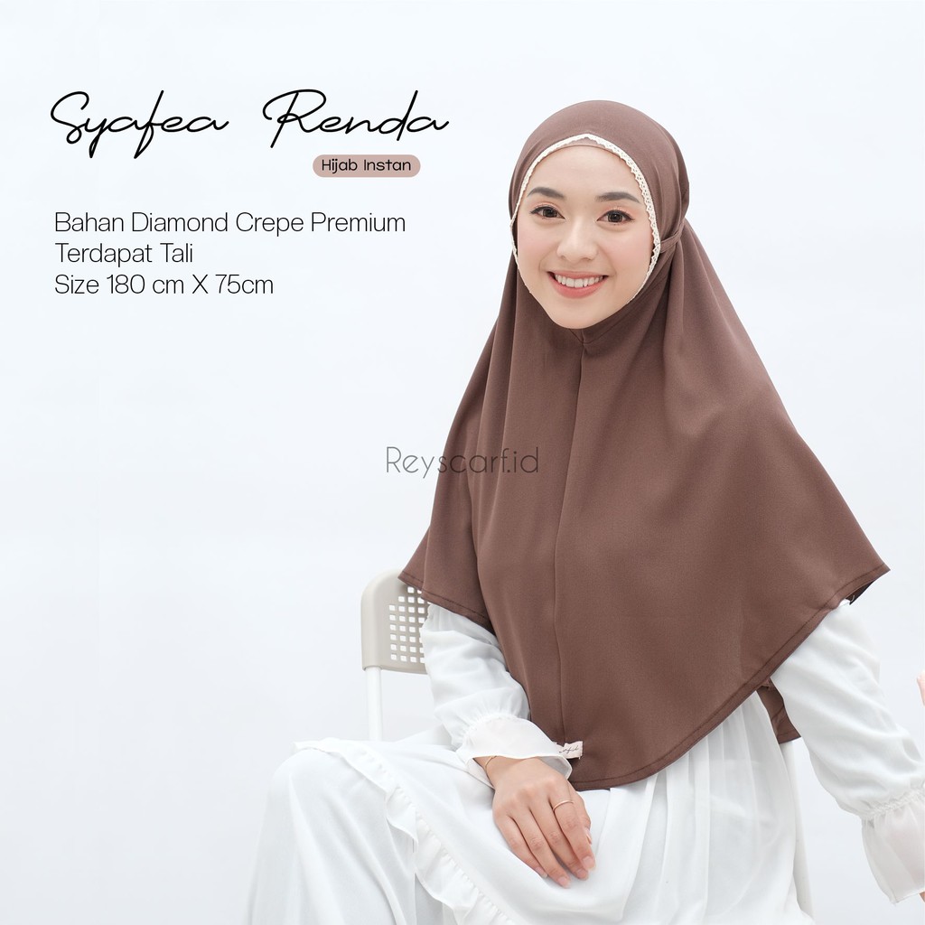 Hijab Khimar Instan Renda Syafea By Reyscarf Diamond Crepe Premium Eksklusif Banyak Warna Luxury Bisa COD