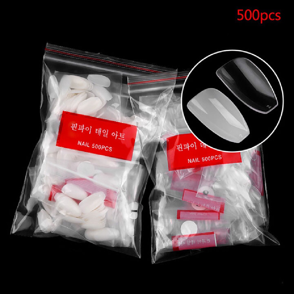 Gongjing1 500pcs / Set Kuku Palsu Akrilik Gel UV Untuk Manicure / Nail Art DIY