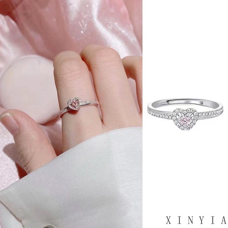 【COD】Fashion Rings Set untuk Wanita Warna Pink Hijau Bunga Cinta Hati Cincin  Perhiasan