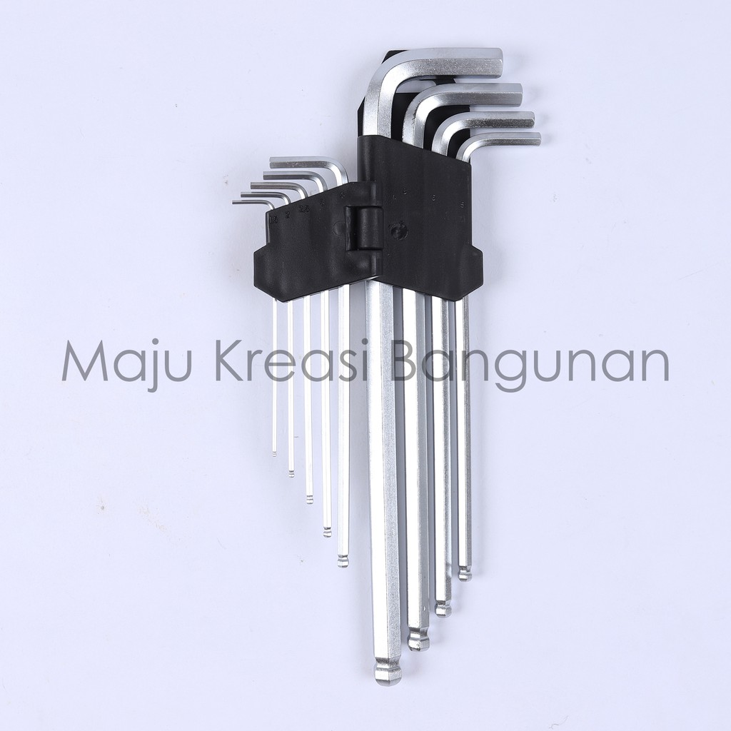 Kunci L Panjang Set SOLIGEN C03 9 Pcs Bengkel Long Ball Point Hex Key Wrench 9Pcs Buah