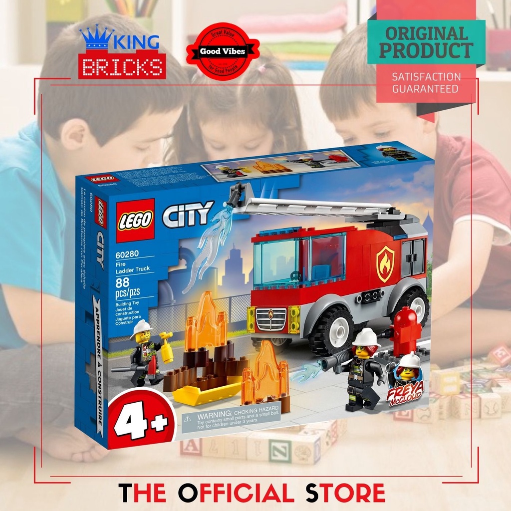 LEGO Original CITY 60280 Fire Ladder Truck - Mainan Anak Edukasi Mobil Truk Damkar Pemadam Api