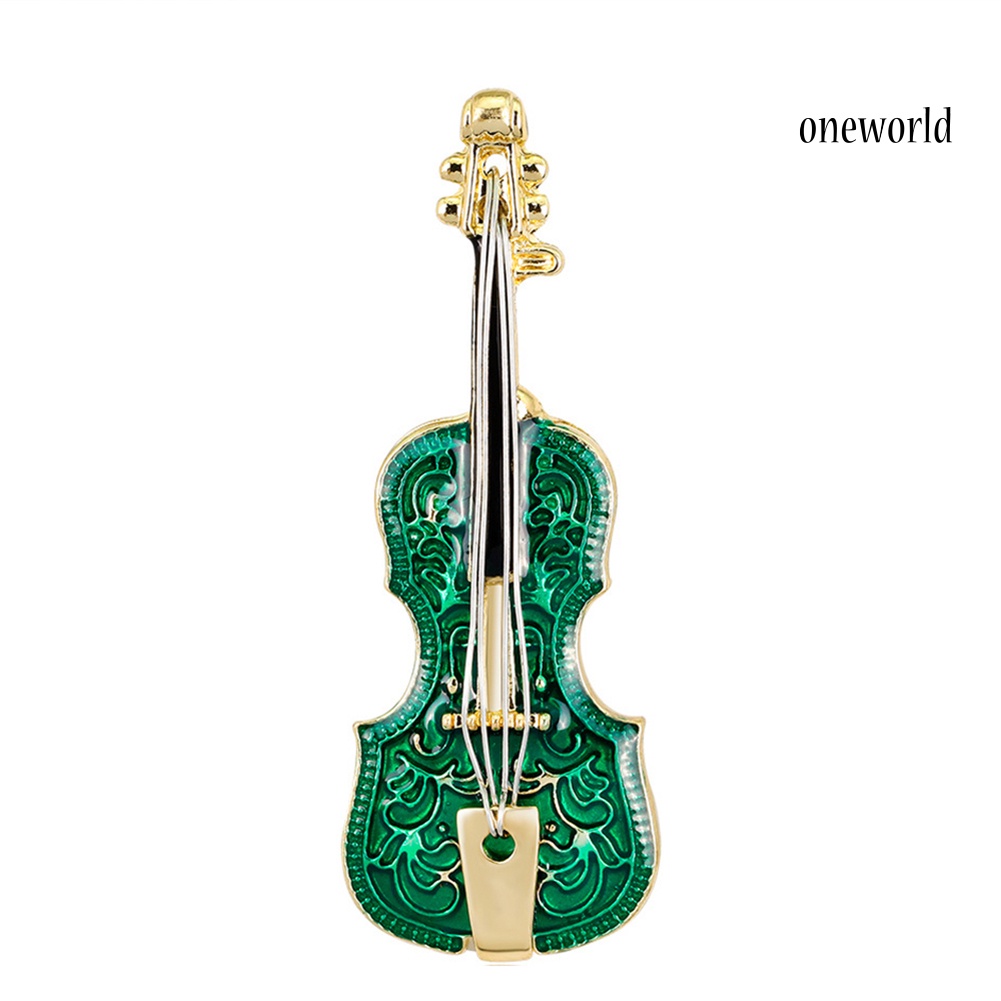 OW@ Unisex Violin Shape Enamel Instrument Brooch Pin Corsage Suit Lapel Decoration