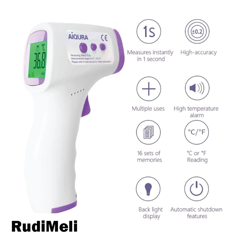 Alat Pengukur Suhu Badan tembak Termometer Gun Termometer Infrared Thermometer Digital+ baterai lengkap