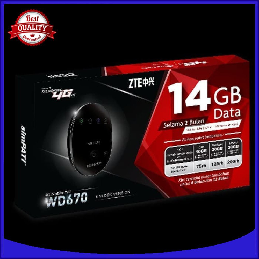 Dijual Mifi Modem Wifi 4G ZTE WD670 UNLOCK Free Telkomsel 14Gb GARANSI RESMI terbaik