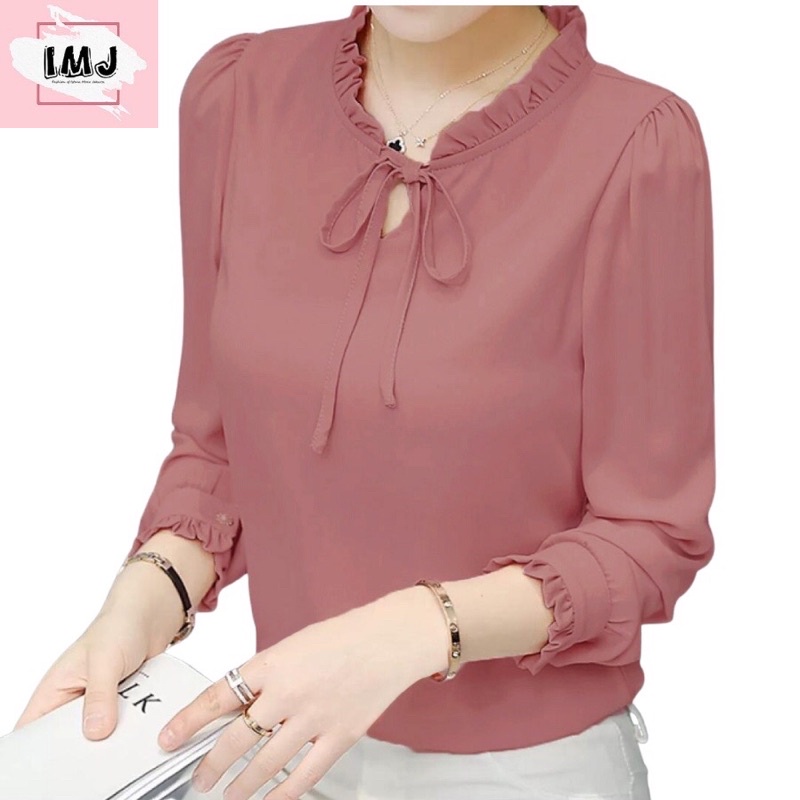 IMJ AURELIA baju atasan wanita terbaru blouse korean style blouse wanita lengan panjang import