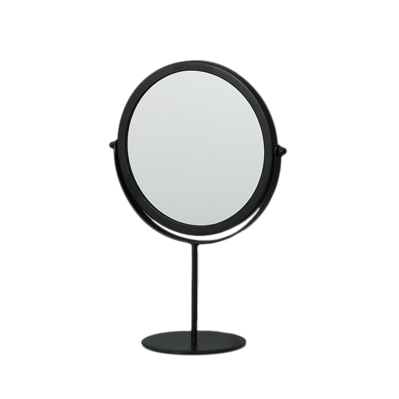 Standing Portable Metal Makeup Mirror Round Shape Desktop Vanity Mirror Black Shopee Indonesia