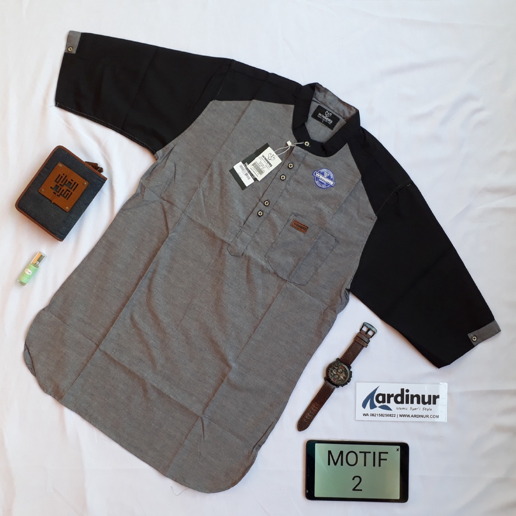 Kurta Winners Lengan 3per4 Motif 2 Abu Hitam Murah