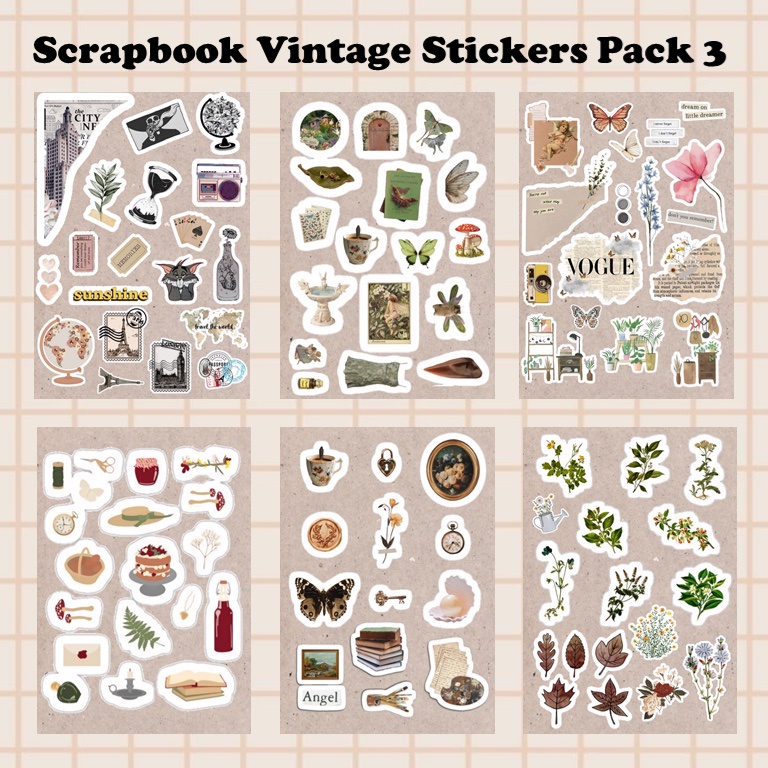 [PART 3] Scrapbook Jurnal Vintage Stickers  stiker scrapbook jurnal vintage aesthetic sticker / stik