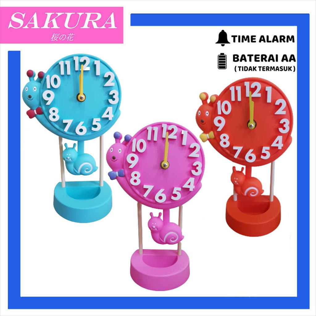 SAKURA Jam Beker/Jam Weker/Jam Meja Bentuk Bulat Swing 833