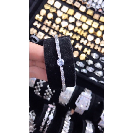 Gelang Perak Cartier 925 Asli Motif Permata