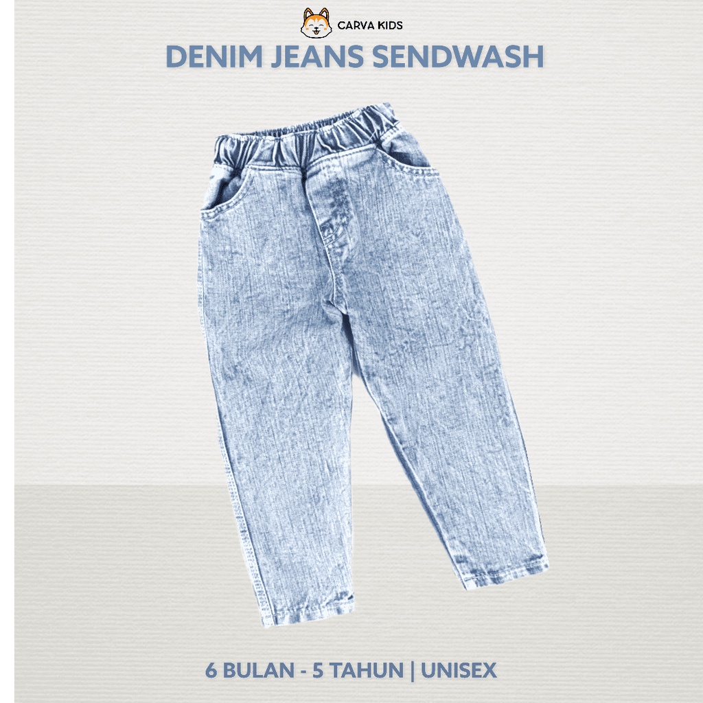 CELANA PANJANG CARVA JEANS SENDWASH ICEWASH ANAK LAKI LAKI BAYI PEREMPUAN BESTSELLER