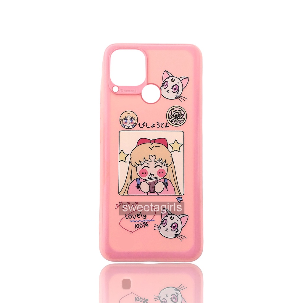 Casing Silikon Lucu untuk Realme C15 / C25 ( sama ukuran ) - Casing peach Case Gemoy - Bisa Bayar ditempat - sweetacase.id - Case Lucu - Karakter -  Karakter Softcase - Case Gemoy - Kesing - Aesthetic - Boneka - Nasa Case