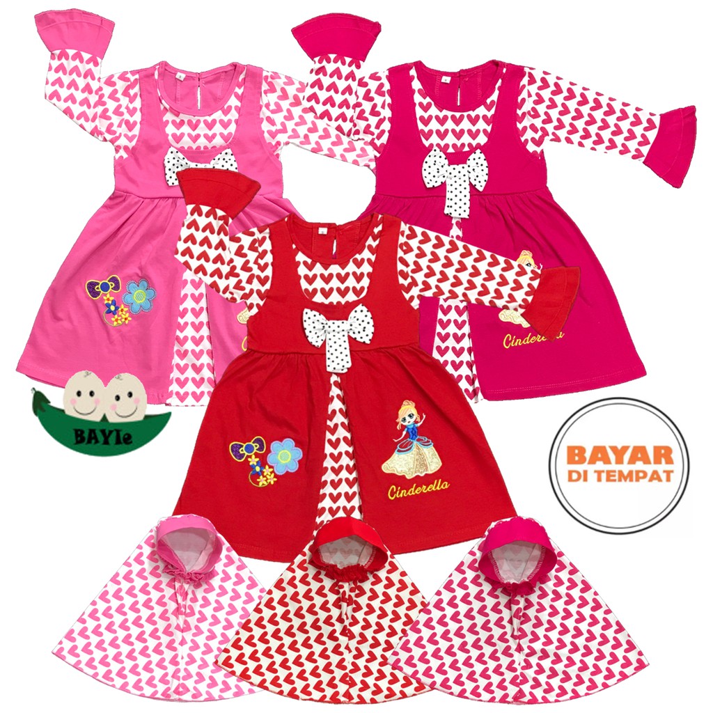 BAYIe - Baju Gamis/Muslim Anak/Bayi Perempuan motif CINDERELLA YUNISA/pakaian anak cewek SIZE S, XL