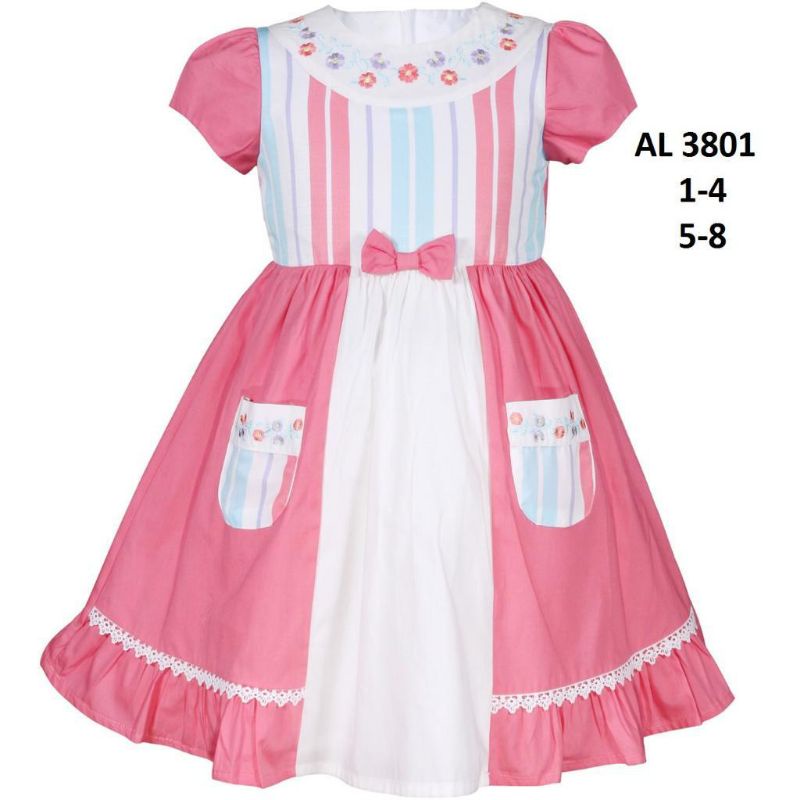 dress anak perempuan/dress aliza kids anak/pakaian anak cewe/dress katun anak/baju dress lengan pend
