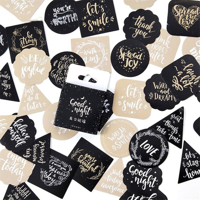 Label Stikers - Gold and Black English Greetings (45pcs)