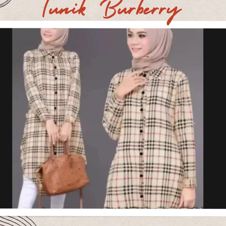Long Tunik Wanita Kotak BurberryKekinian ukuran Jumbo LD sampai 120 130 / Atasan Tunikkualitas Impor