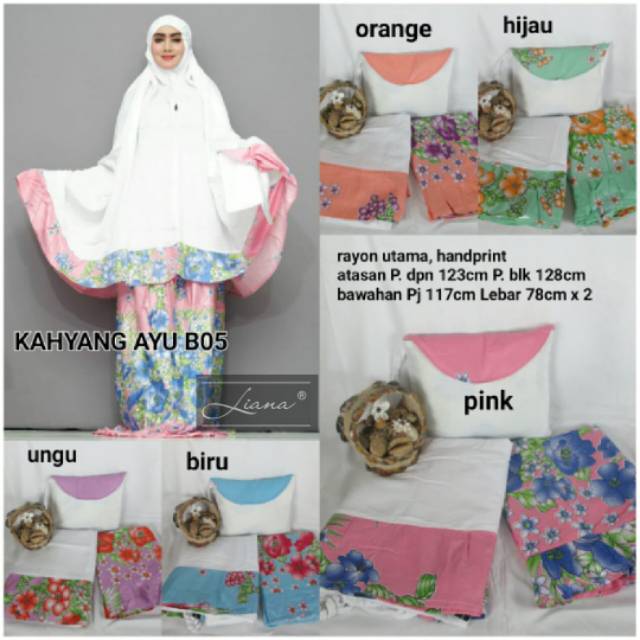 Mukena bali putih mix bunga warna