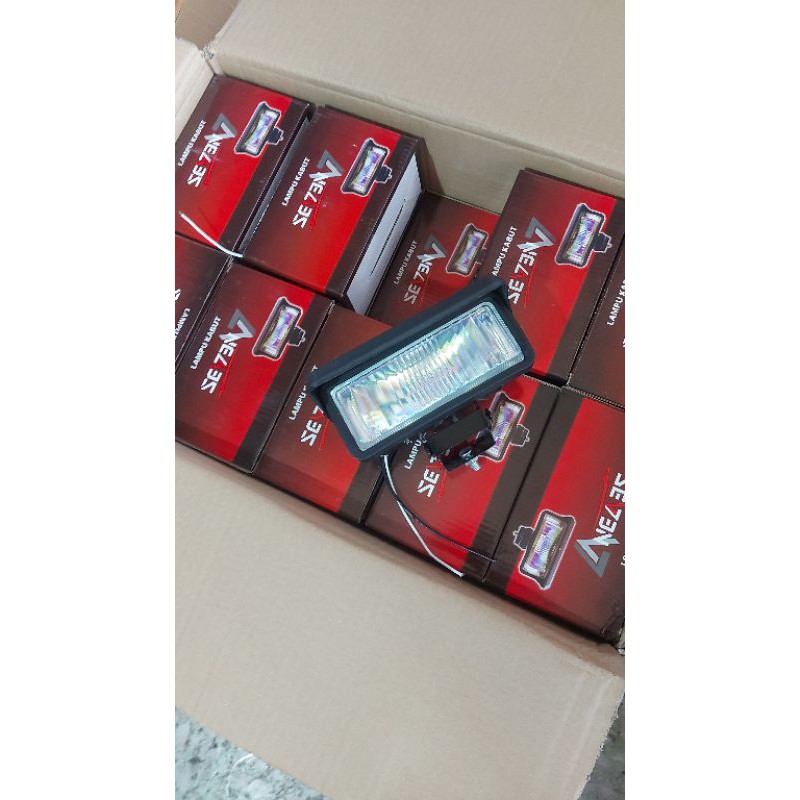 LAMPU SOROT FOG LAMP HALOGEN KOTAK SEDANG PLUS TUTUP ISI 1 PCS