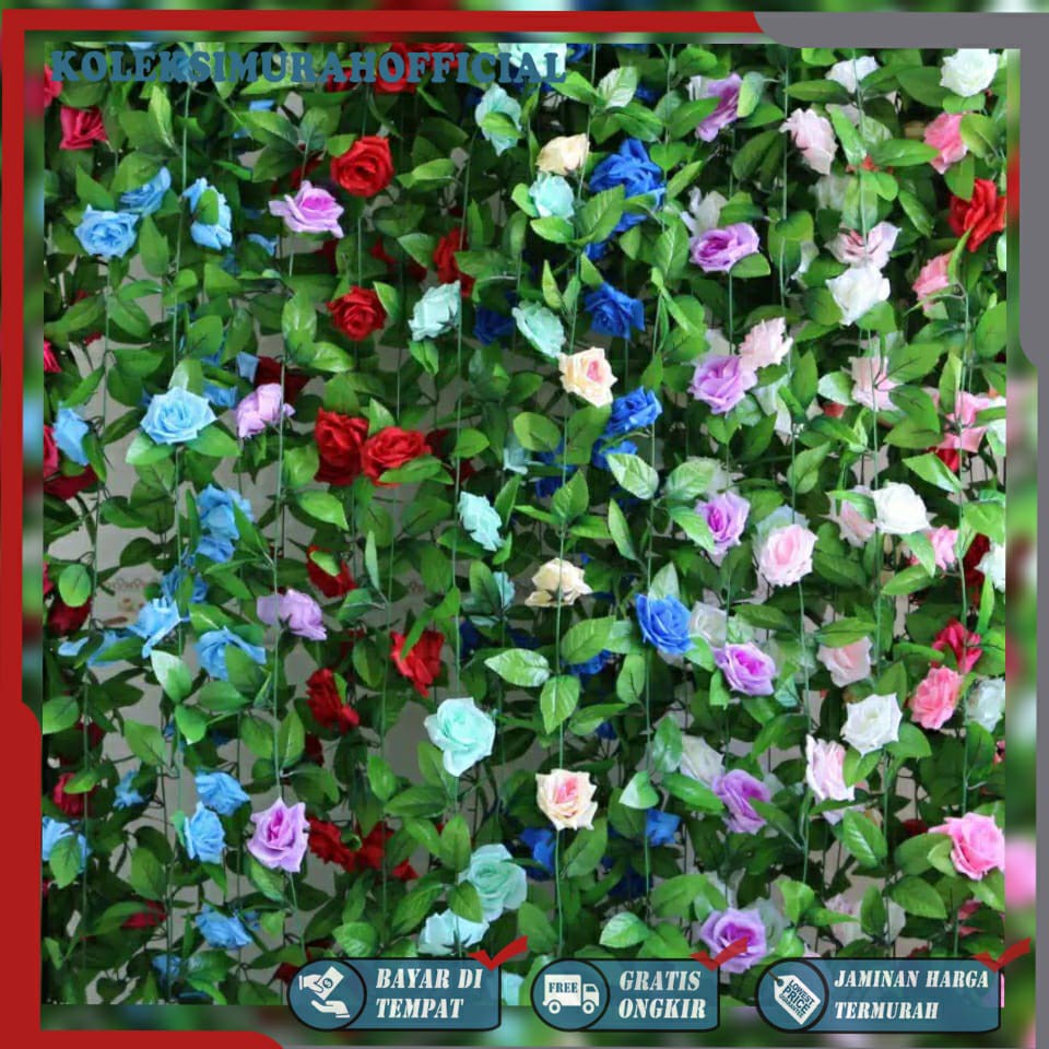 COD BUNGA MAWAR GANTUNG  BUNGA GANTUNG  PLASTIK BUNGA ARTIFISIAL BUNGA PAJANGAN BUNGA HIASAN BT9011-1