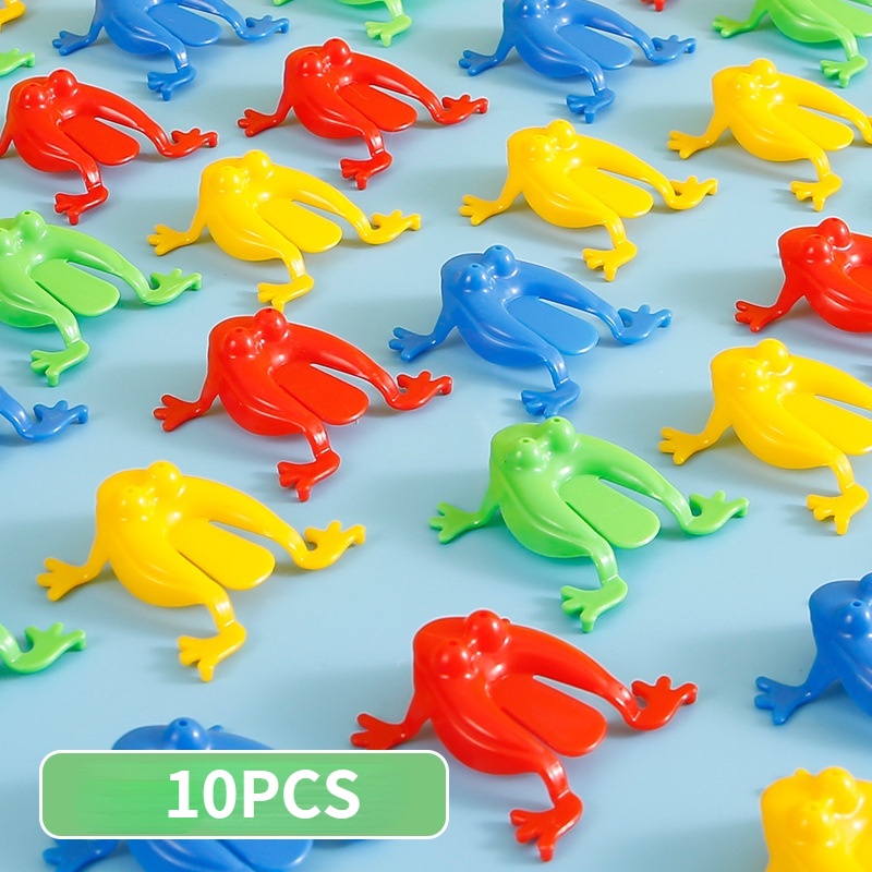 10pcs / Set Mainan Boneka Jari Bentuk Katak Mini Bahan Plastik Untuk Anak / Orang Tua