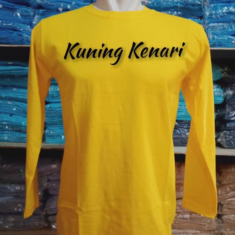 Kaos Polos Kuning Kenari Lengan Panjang 30s Cotton Combed