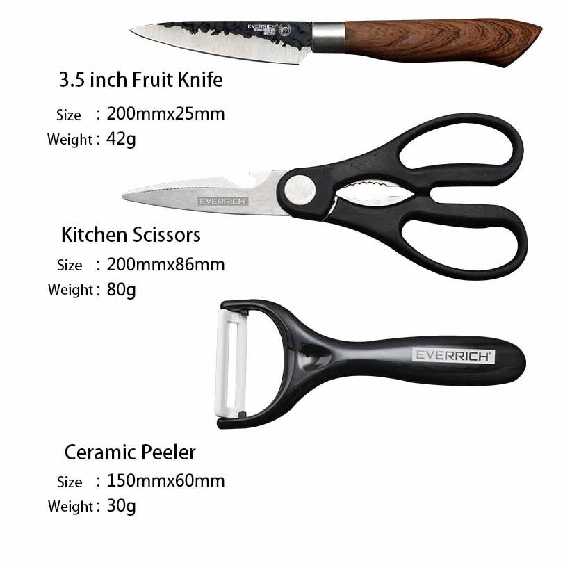 Set Pisau Dapur 6 in 1 Gunting Peeler Pengupas Buah - ER-0588 - Black/Brown