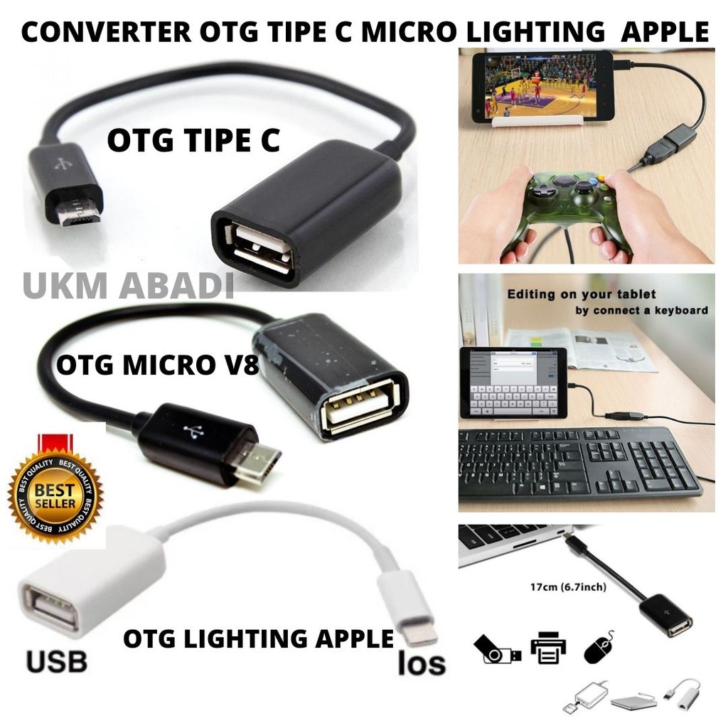 Kabel OTG Adapter Konektor HP  Micro  Tipe C Lighting IOS 4PPL3 Ke USB Female Port 111158