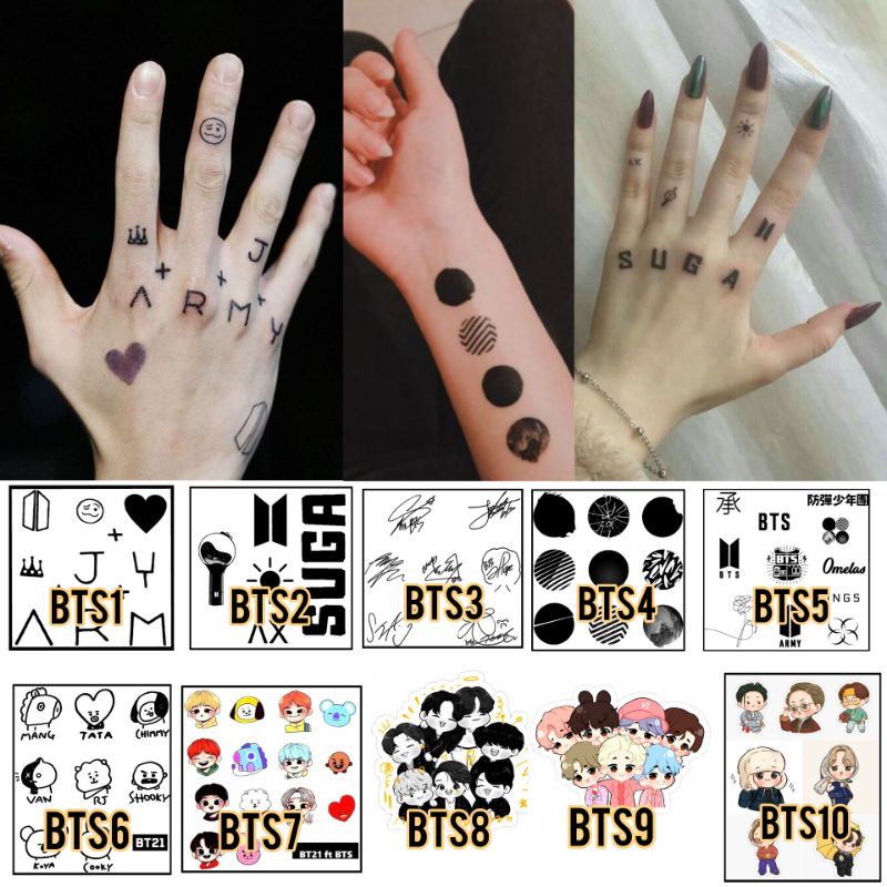 Tato Basic Tahan 5-7 Hari Tato Jungkook / Tato BTS / Tato Army / Tato Korea / Stiker Tato / Tato Tem