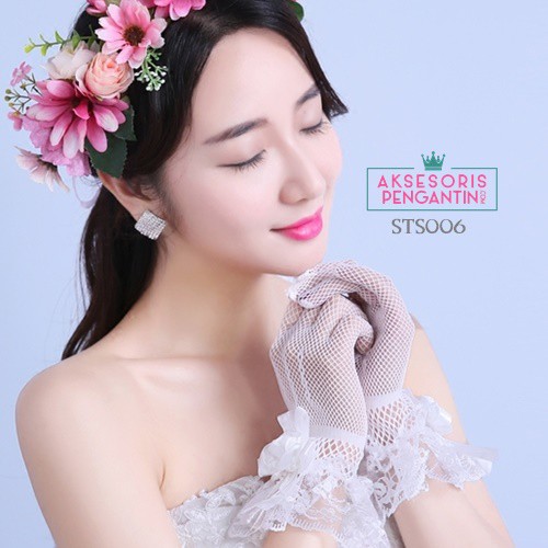 [BISA BAYAR DITEMPAT] AKSESORIS SARUNG TANGAN WANITA WEDDING GLOVES JARING STS006