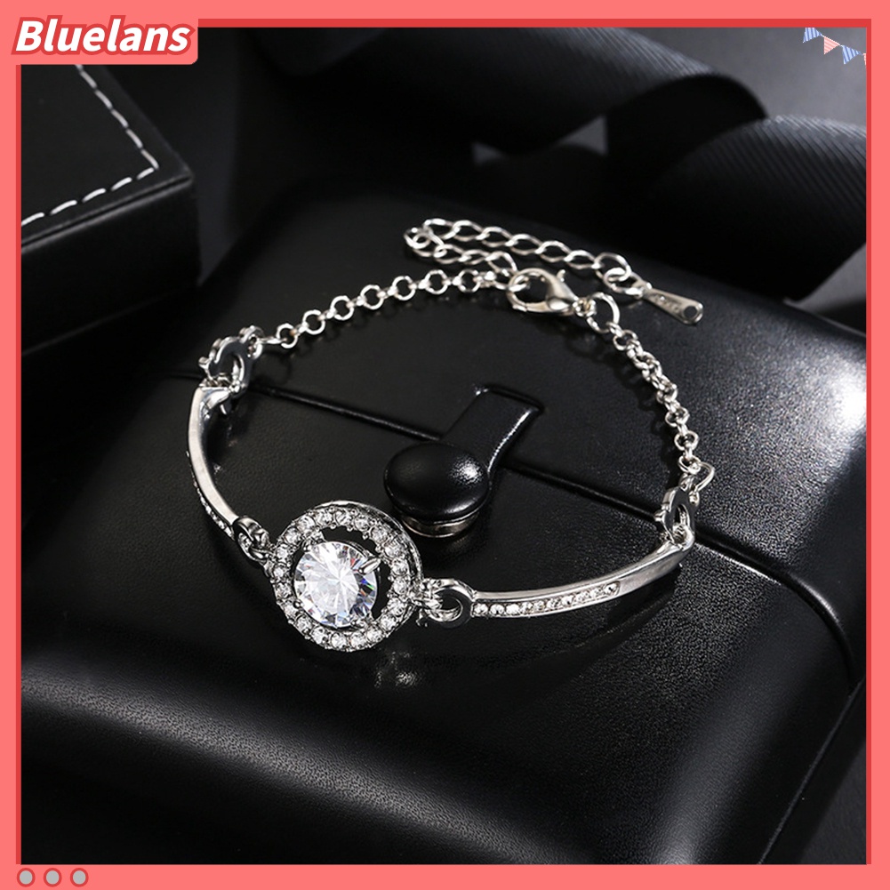 Gelang Bangle Cubic Zirconia Bentuk Bulat Adjustable Untuk Wanita