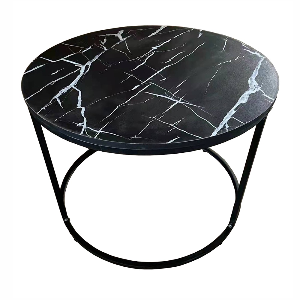 Geja Meja Sofa Side Table Marbel Corner European Style Round - ND07 - Black