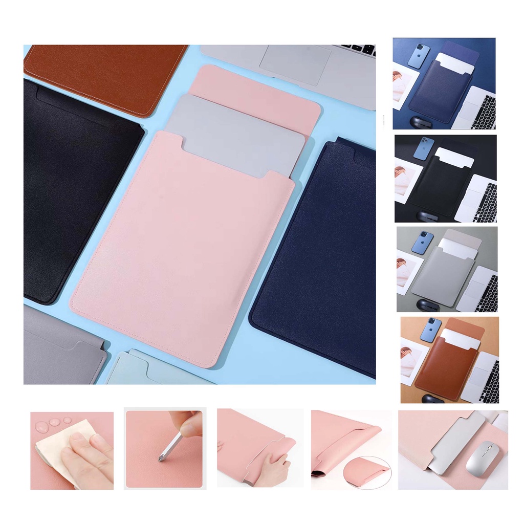 Tas Sarung Laptop Softcase Macbook Air Pro M1 M2 Sleeve Imported PU Leather Size 11 12 13 14 15 16 inch