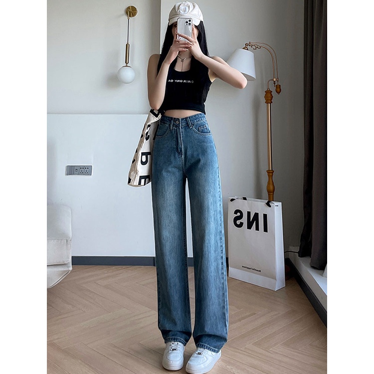 ✅COD New celana jeans panjang wanita high waist kulot korean style impor longgar