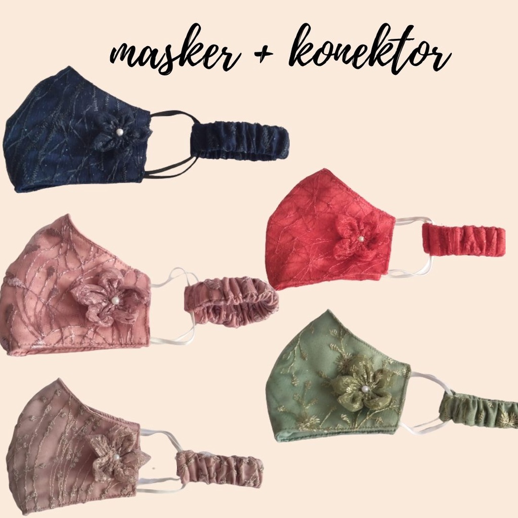 Masker Hijab Brukat  Tile Premium Headlop 3 PLY