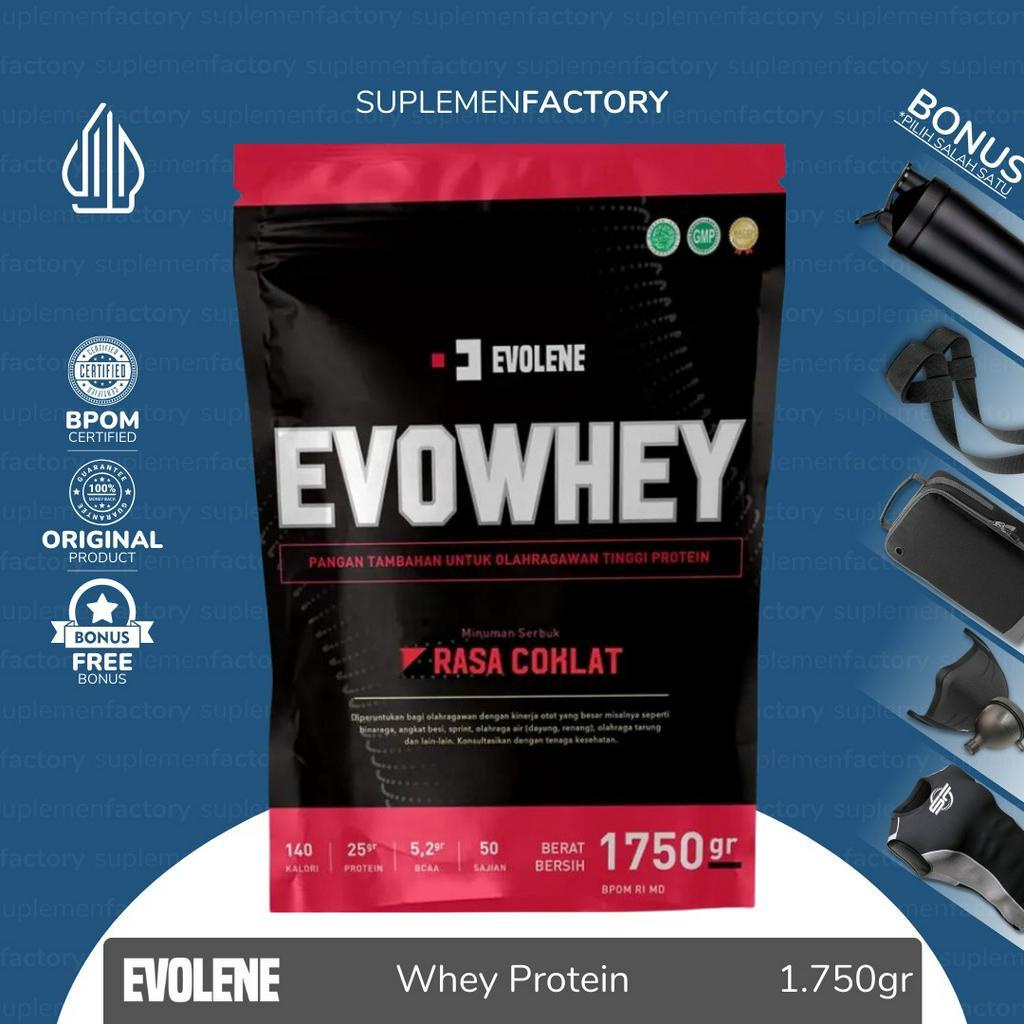 Evolene Evowhey Whey Protein 1750gram 50 Serving Suplemen Fitness